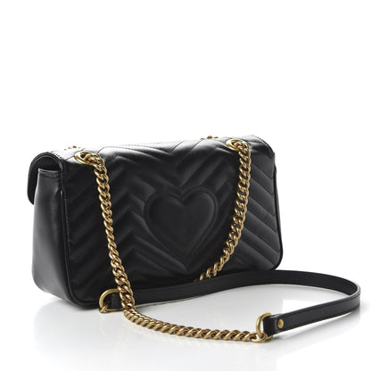 Gucci Calfskin Matelasse Small GG Marmont Shoulder Bag Black 3 of 10