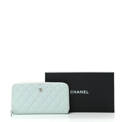 Chanel Caviar Quilted Large Gusset Zip Around Wallet Light Blue 9 of 9
