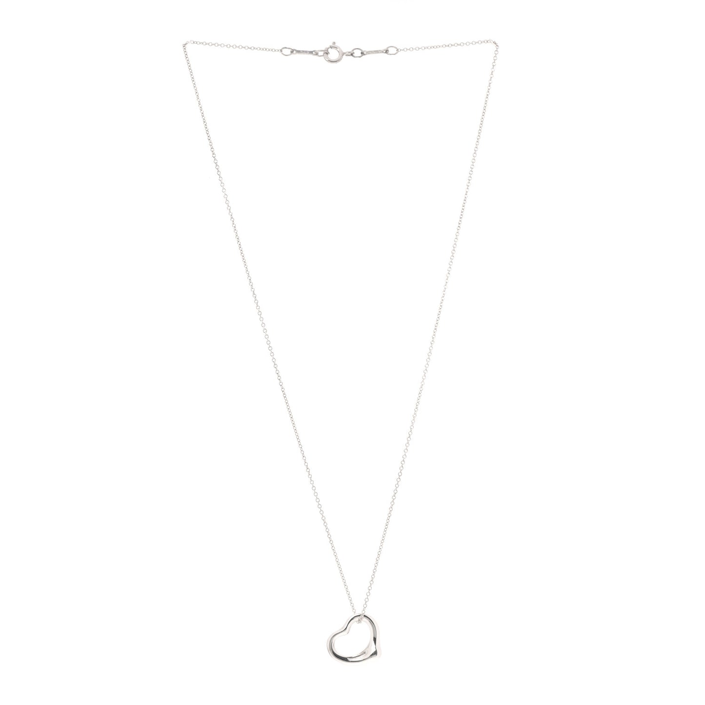 Sterling Silver 16mm Elsa Peretti Open Heart Pendant Necklace