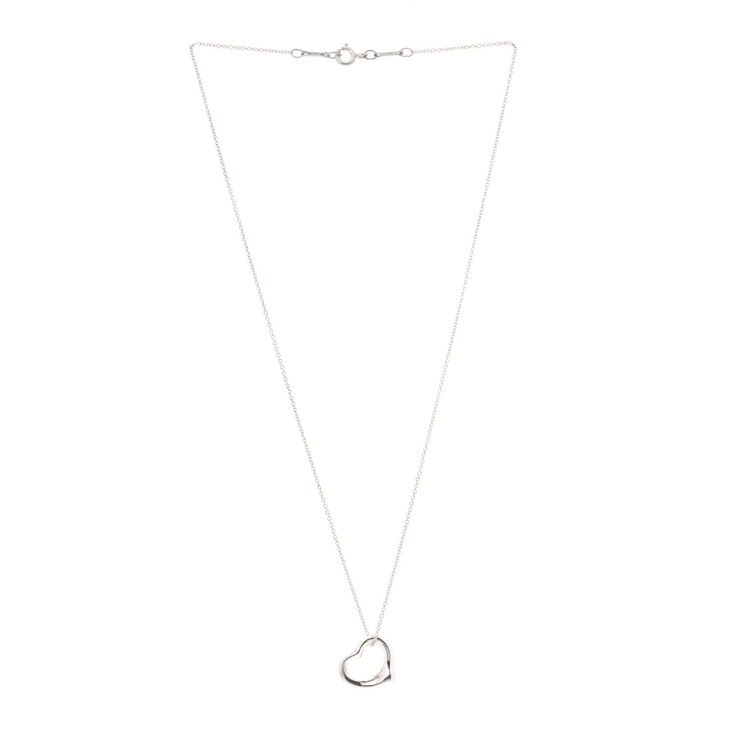 Tiffany Sterling Silver 16mm Elsa Peretti Open Heart Pendant Necklace 3 of 8