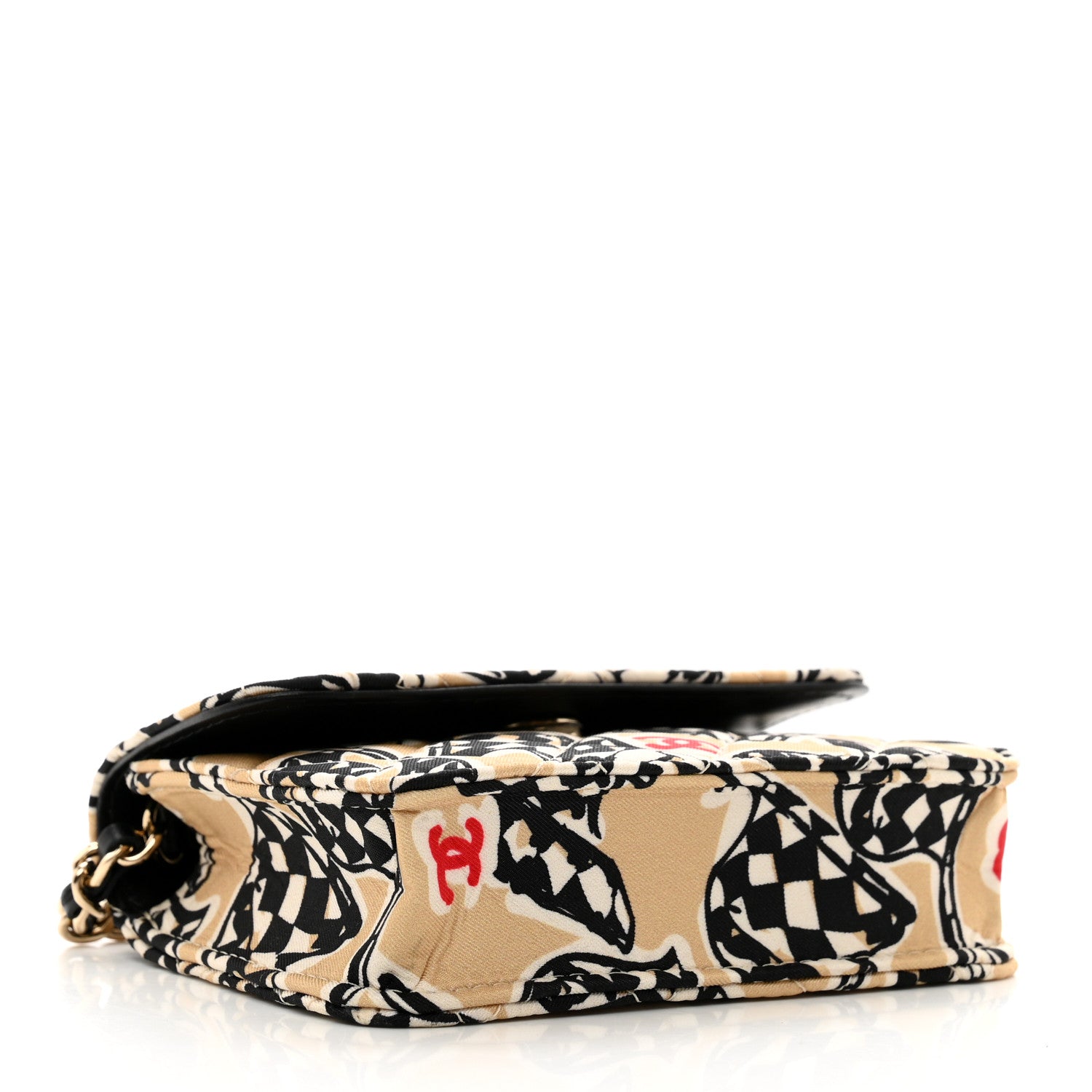 Chanel Canvas Check Flag Printed CC Clutch With Chain Beige Multicolor 4 of 10