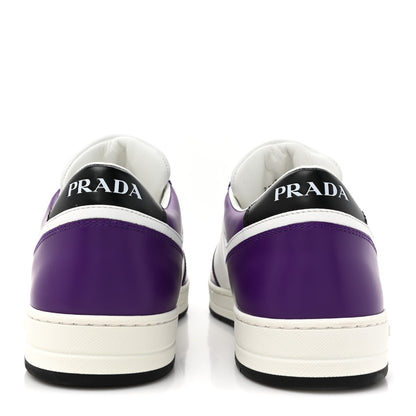 Prada Vitello Rois Metal Triangle Logo Mens Downtown Low Top Sneakers 7.5 White Ciclamino 4 of 11