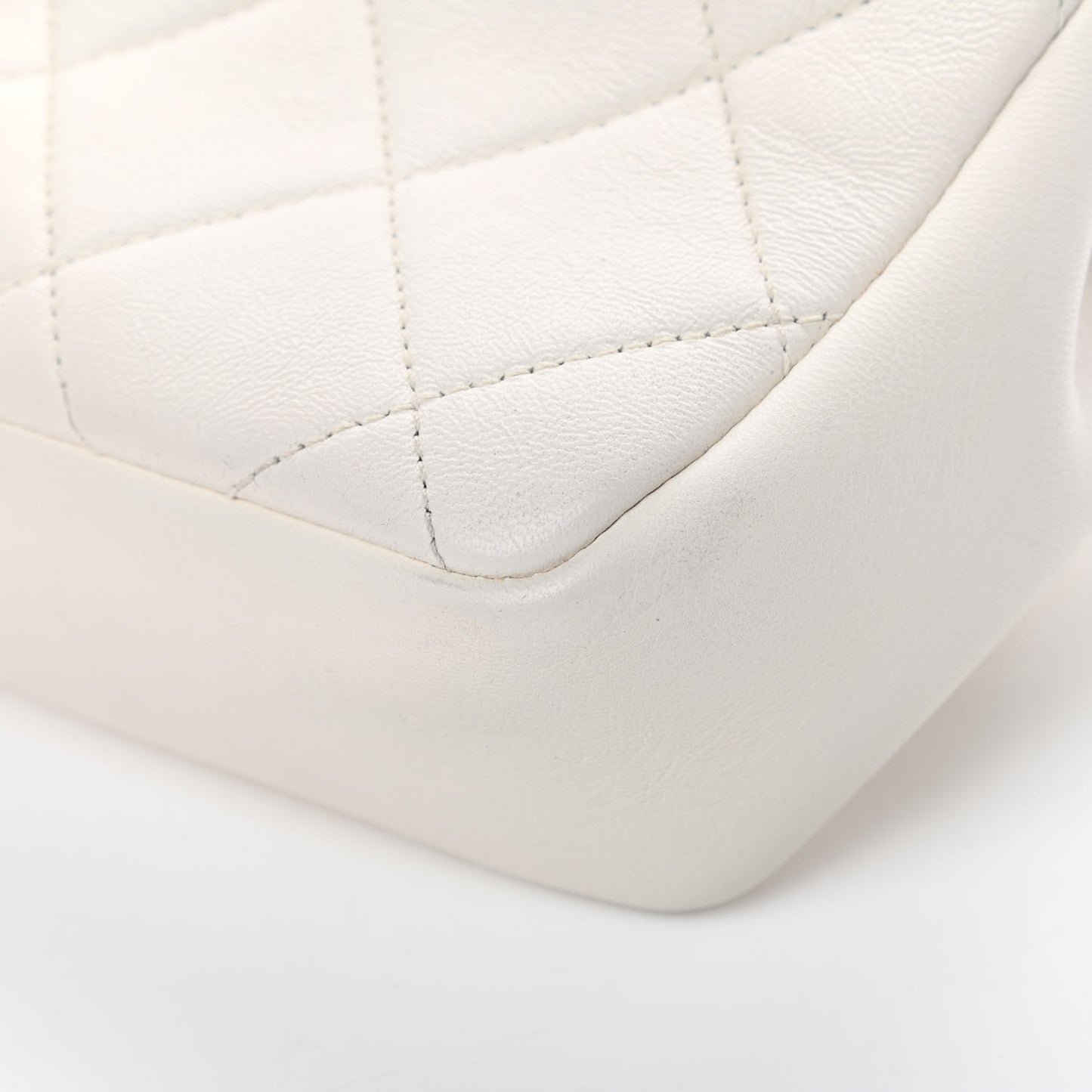 Lambskin Quilted Resin Bi-Color Chain Flap Bag White