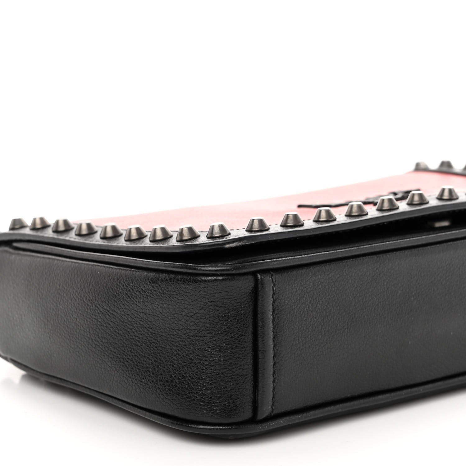 Prada Glace Calfskin Studded Crossbody Fuoco Black 8 of 9
