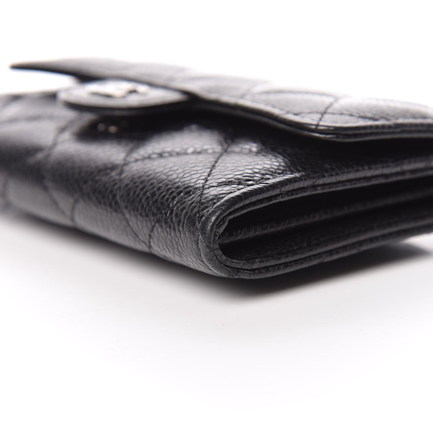 Caviar Quilted Small Flap Wallet Black