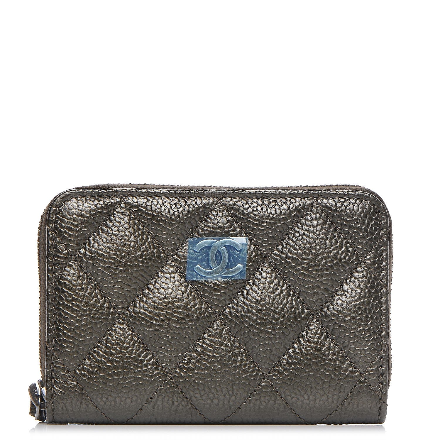 Chanel Caviar Quilted Zip Coin Purse Dark Green 1 of 7