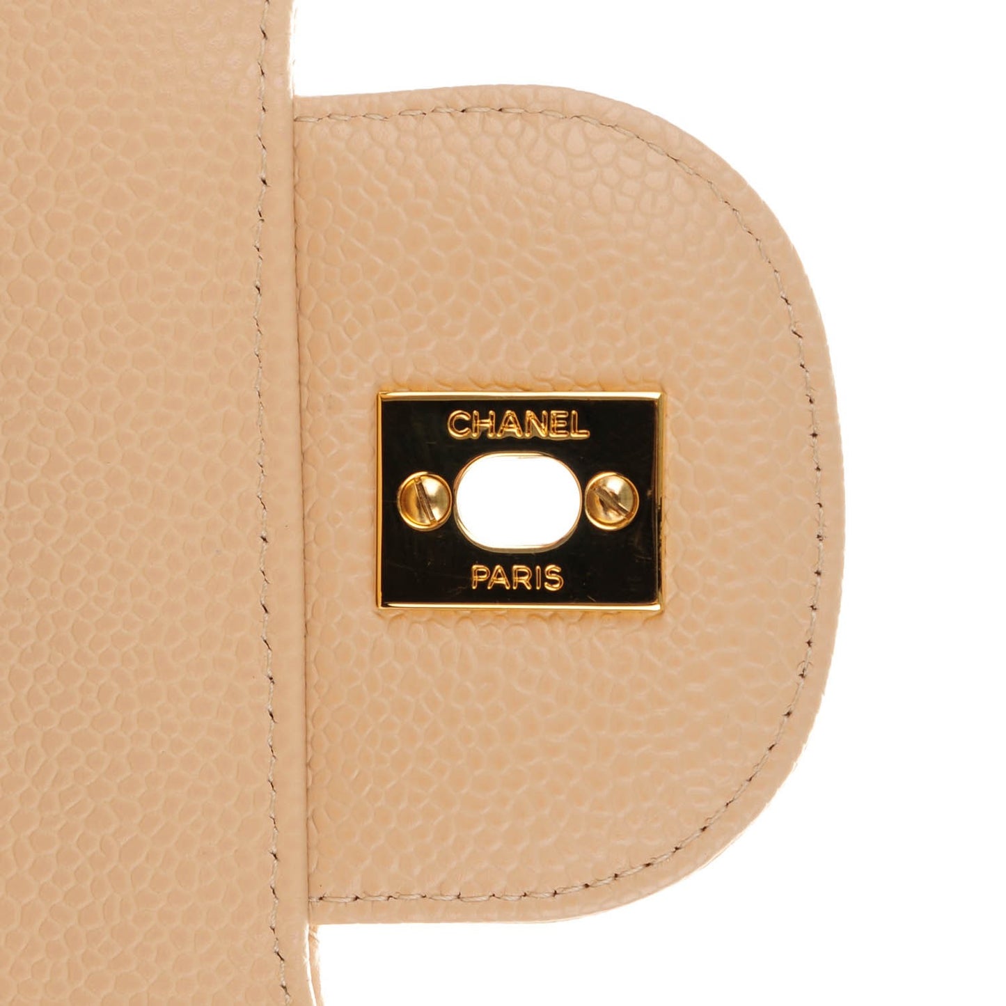 Caviar Quilted Jumbo Double Flap Beige Clair
