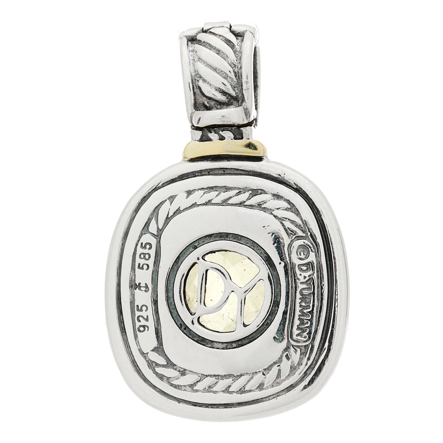 David Yurman Sterling Silver 14K Yellow Gold Prasiolite Albion Pendant 3 of 3