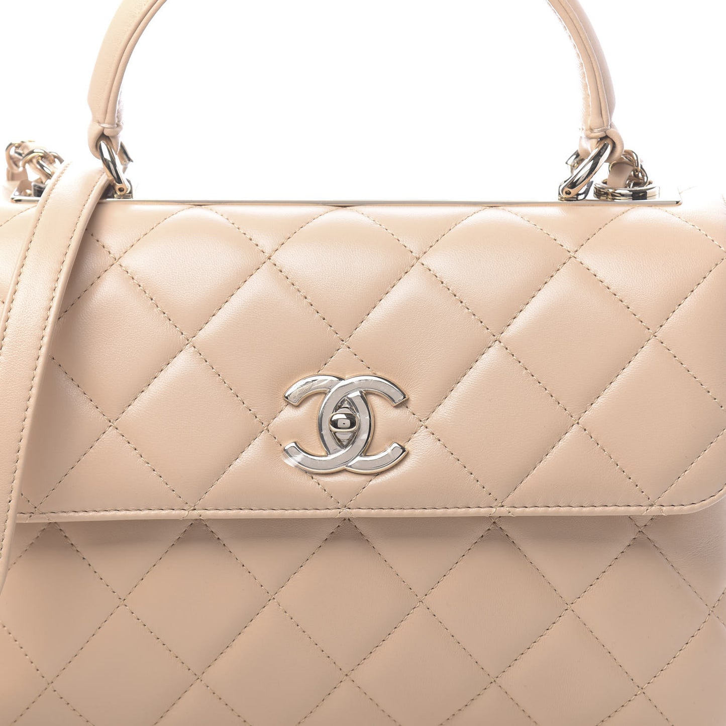 Lambskin Quilted Small Trendy CC Dual Handle Flap Bag Beige