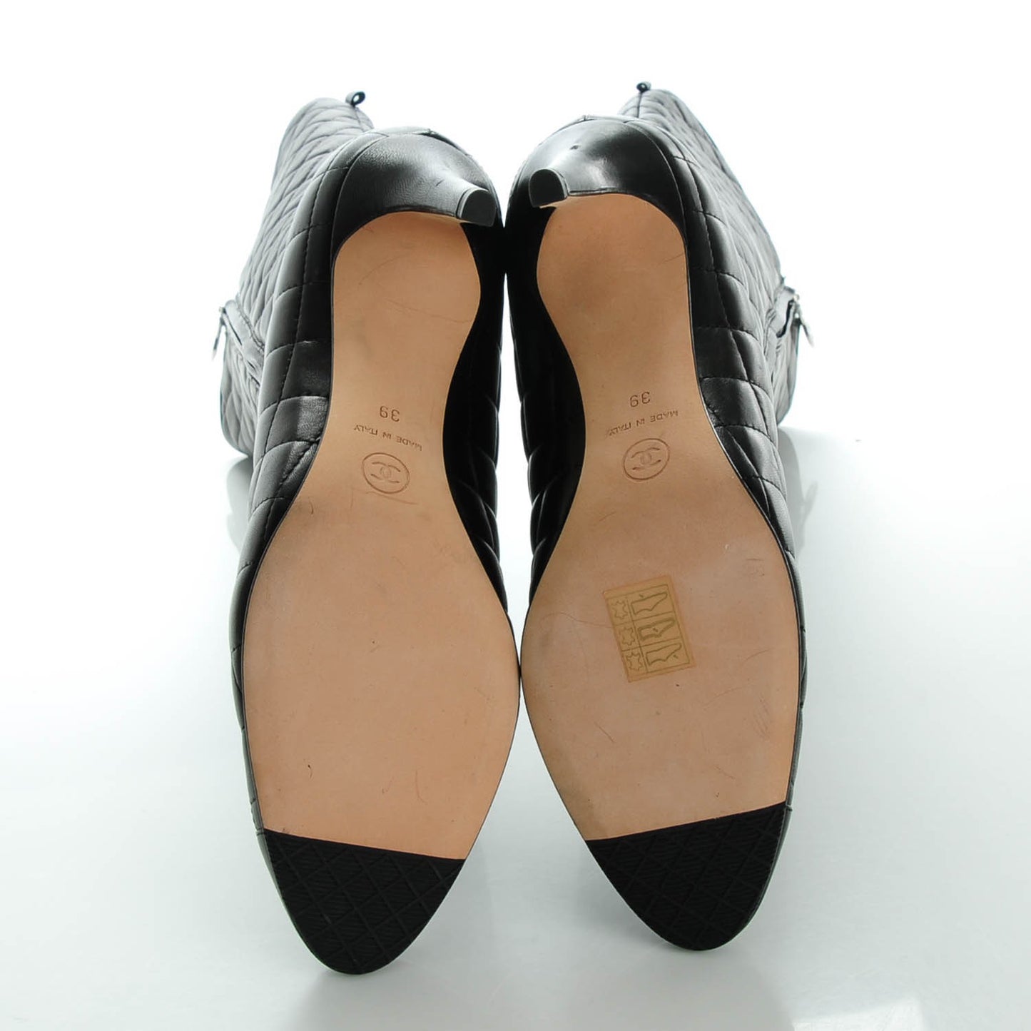 Lambskin Quilted CC Cap Toe Boots 39 Black