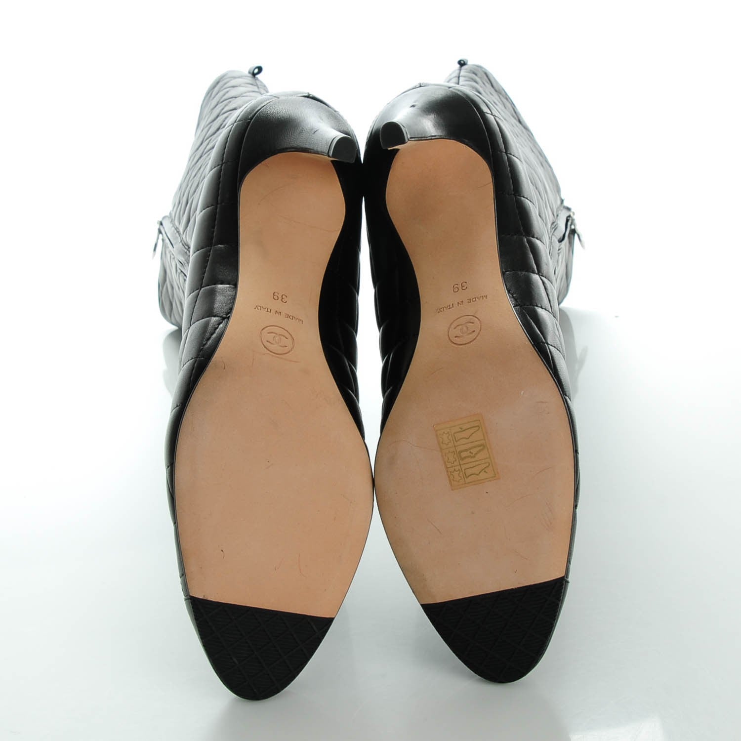 Chanel Lambskin Quilted CC Cap Toe Boots 39 Black 5 of 7
