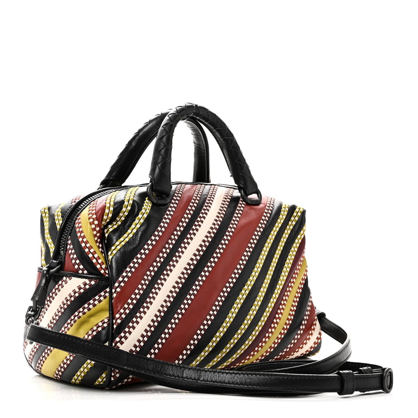 Nappa Diagonal Stripe Boston Black Multicolor