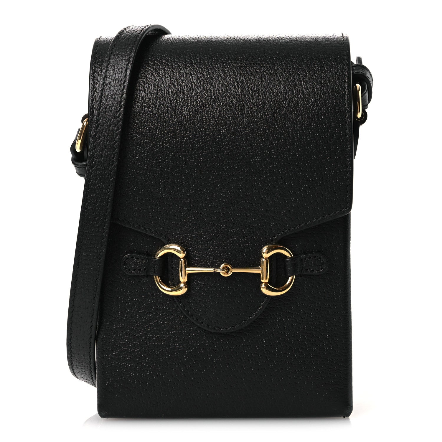 Gucci Dollar Calfskin Vertical Horsebit 1955 Crossbody Bag Black 1 of 11
