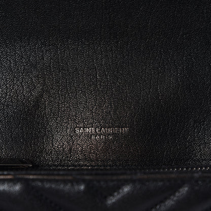 Saint Laurent Sheepskin Matelasse Chevron Monogram Medium College Bag Black 9 of 11