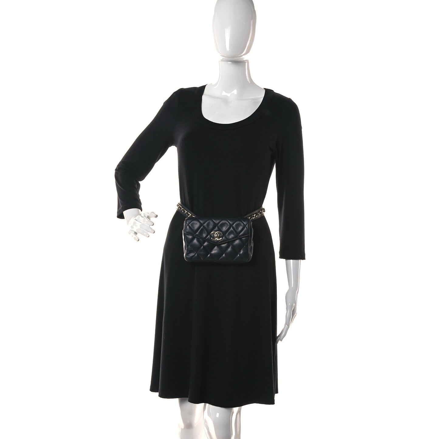 Lambskin Quilted Flap Waist Belt Bag 70 28 Navy