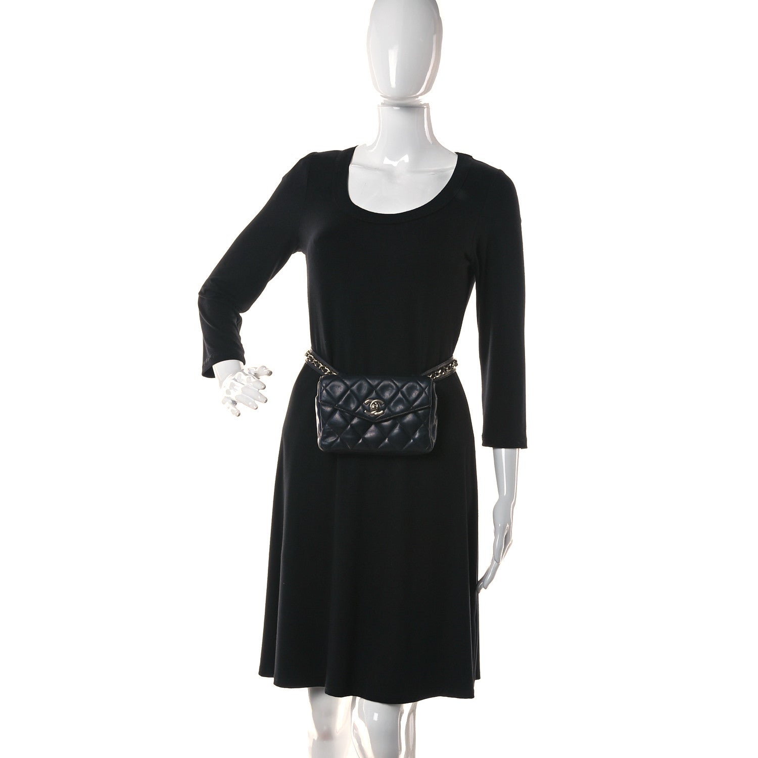 Chanel Lambskin Quilted Flap Waist Belt Bag 70 28 Navy 2 of 12