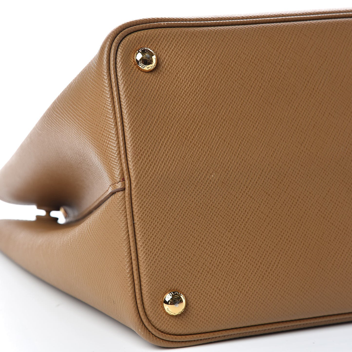 Saffiano Cuir Large Double Bag Caramel Fuoco