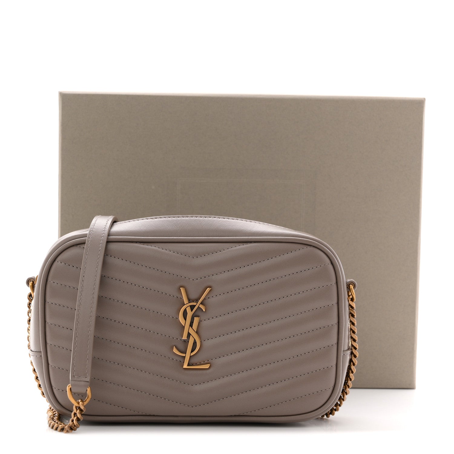 Saint Laurent Calfskin Matelasse Monogram Mini Lou Camera Bag Taupe 11 of 11
