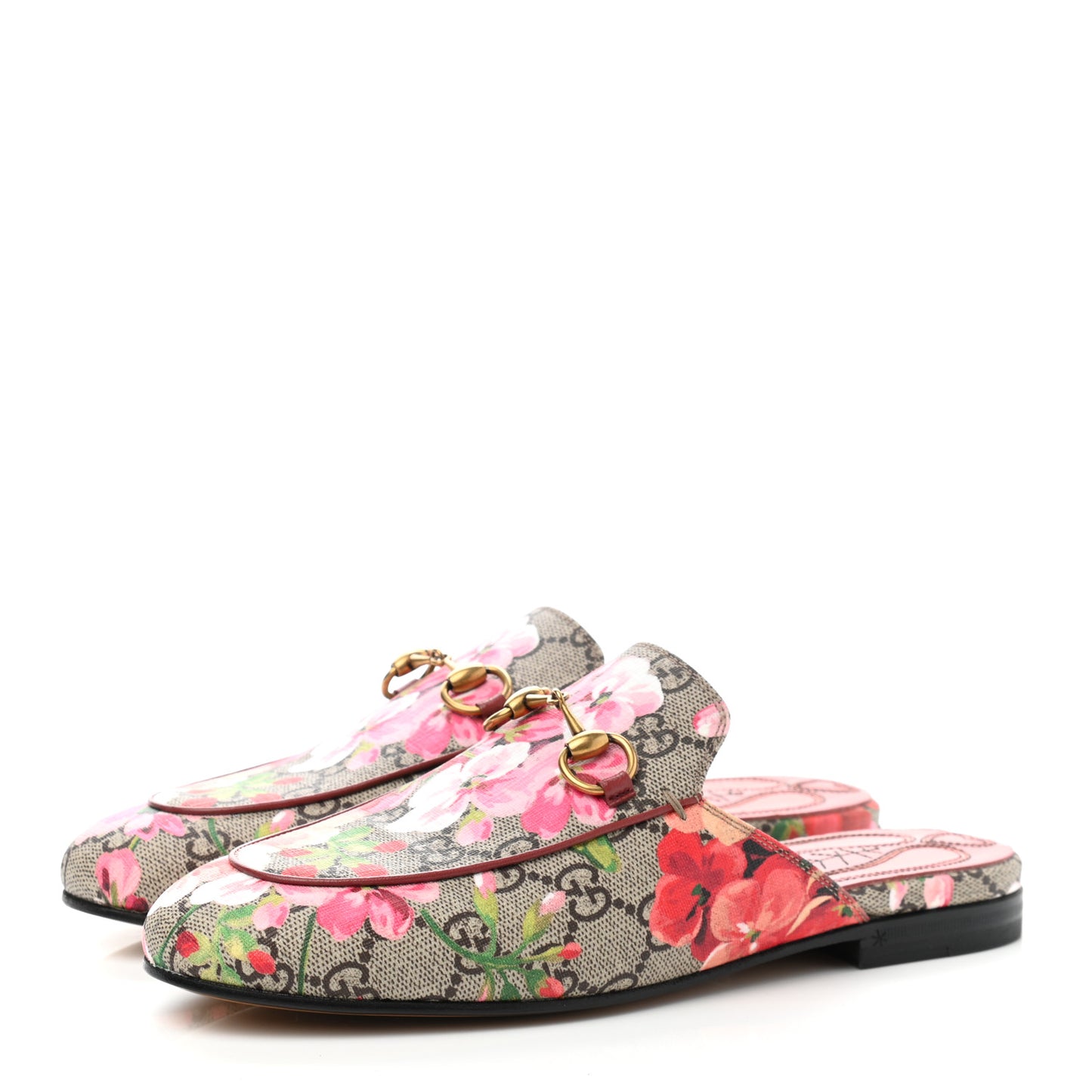 GG Supreme Monogram Blooms Womens Princetown Slippers 36 Beige Multicolor Dry Rose