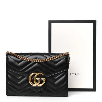 Gucci Calfskin Matelasse GG Marmont Chain Wallet Black 14 of 14