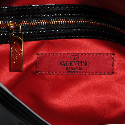 Valentino Garavani Patent Lacca Bow Bowler Tote Black 6 of 8