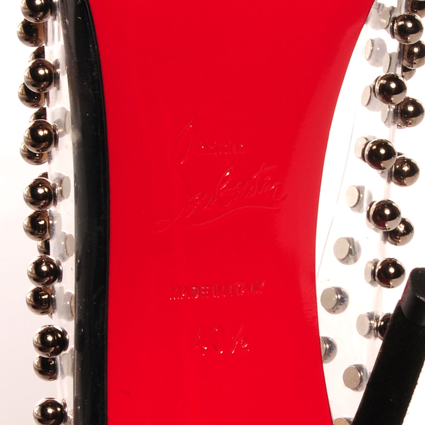 Suede Patent Bille et Boule 100 Studded Clear Bow Pumps Black 40.5