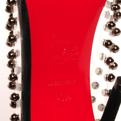 Christian Louboutin Suede Patent Bille et Boule 100 Studded Clear Bow Pumps Black 40.5 6 of 7