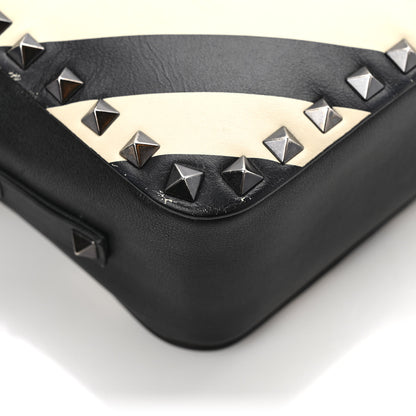 Valentino Garavani Vitello Chevron Rockstud Camera Crossbody Bag Light Ivory Black 10 of 12