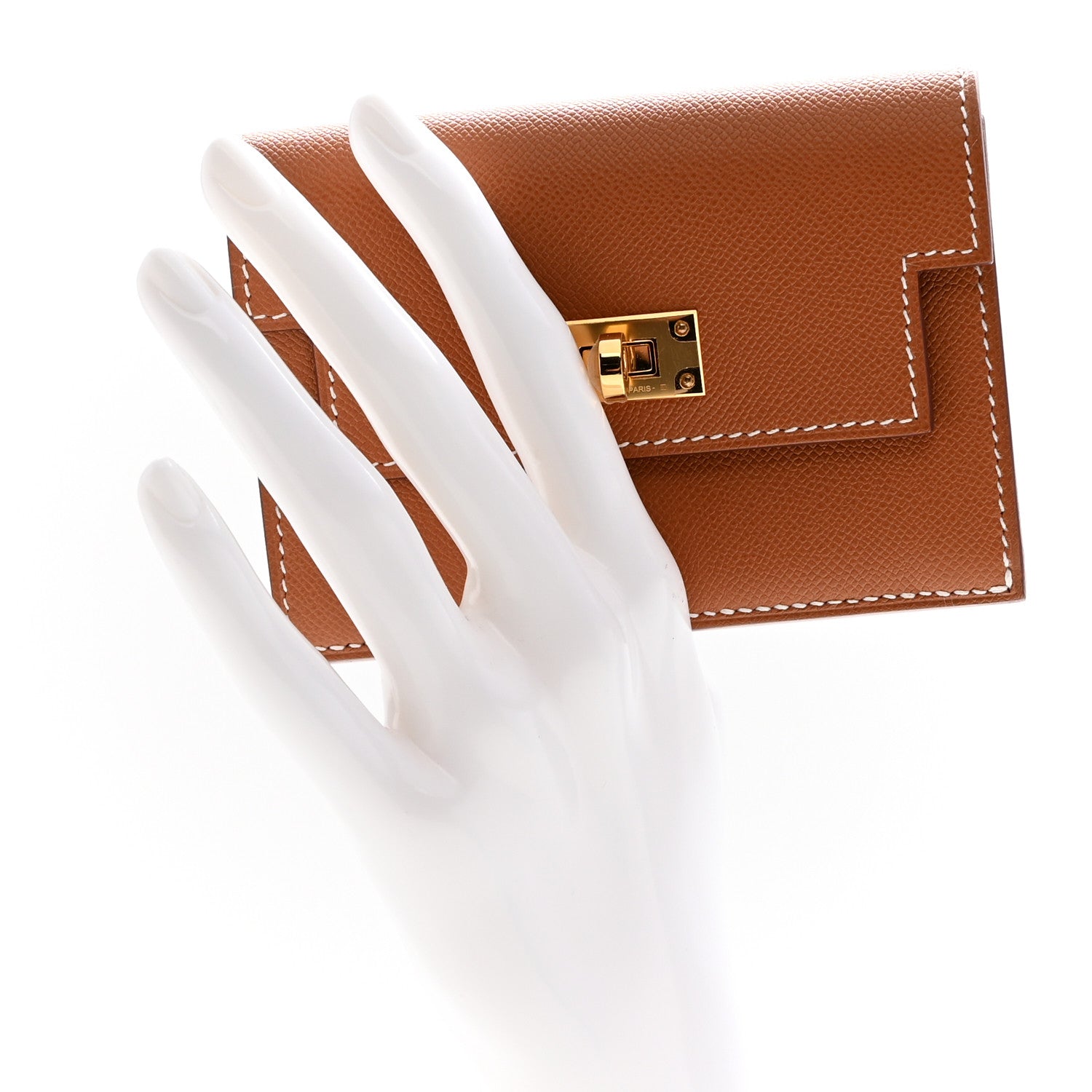 Hermes Madame Calfskin Kelly Slim Wallet Gold 2 of 9