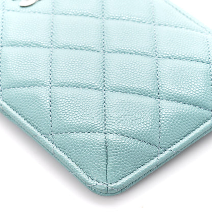 Chanel Caviar Quilted Classic Flat Wallet Pouch Light Blue 9 of 11