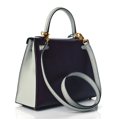 Hermes Chevre Mysore Horseshoe Kelly Sellier 25 Raisin Gris Mouette 3 of 10