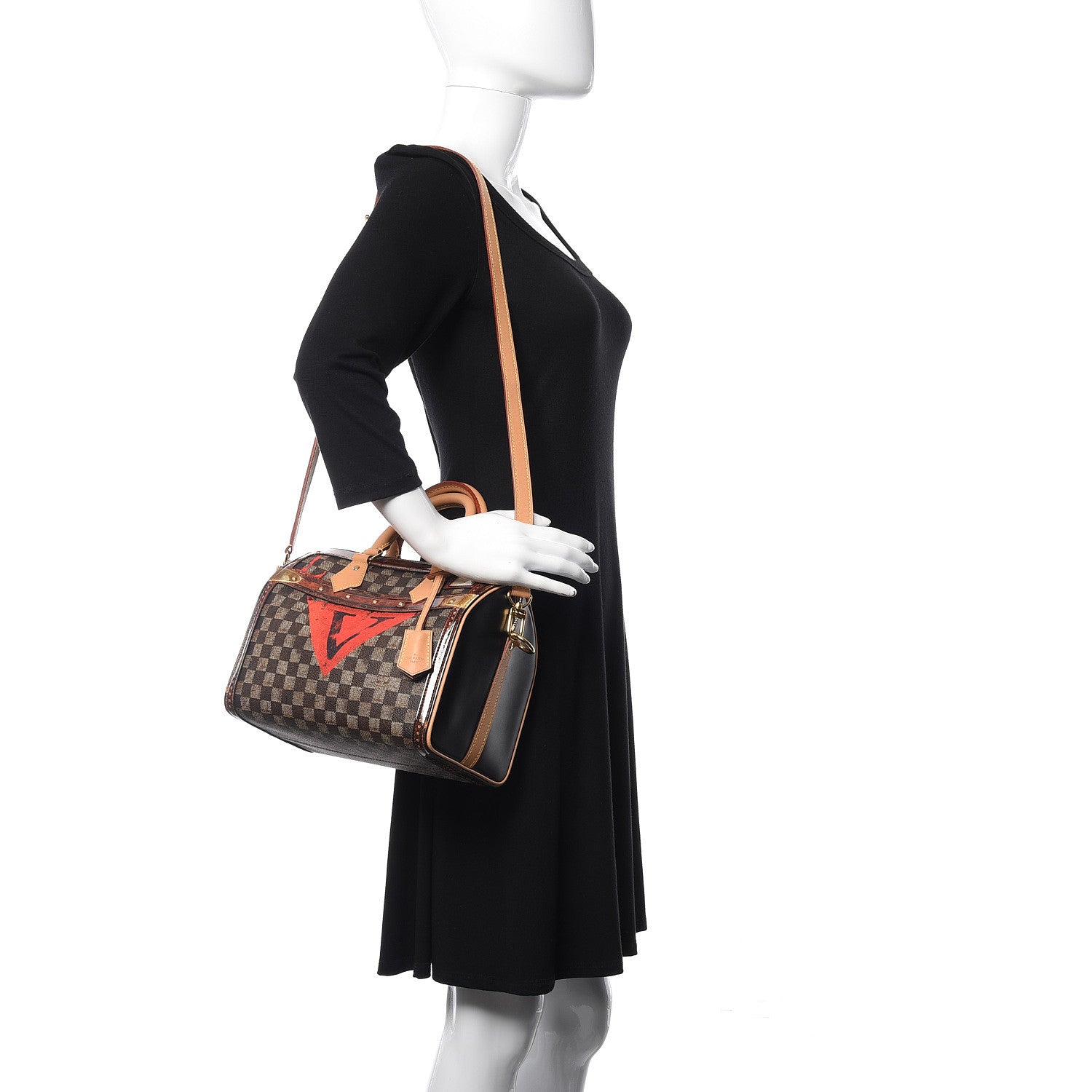Louis Vuitton Transformed Damier Ebene Time Trunk Speedy Bandouliere 25 Black 2 of 9