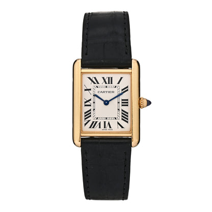 Cartier 18K Yellow Gold Alligator 26mm Tank Louis Quartz Watch 1 of 5