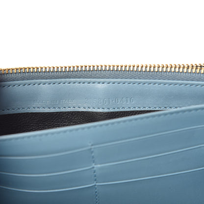 Saint Laurent Calfskin Classic Large Marquage Flap Wallet Blue 7 of 16