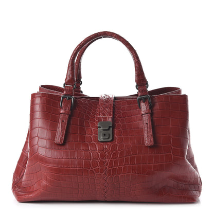 Bottega Veneta Soft Crocodile Fume Medium Roma Tote Blood 1 of 9
