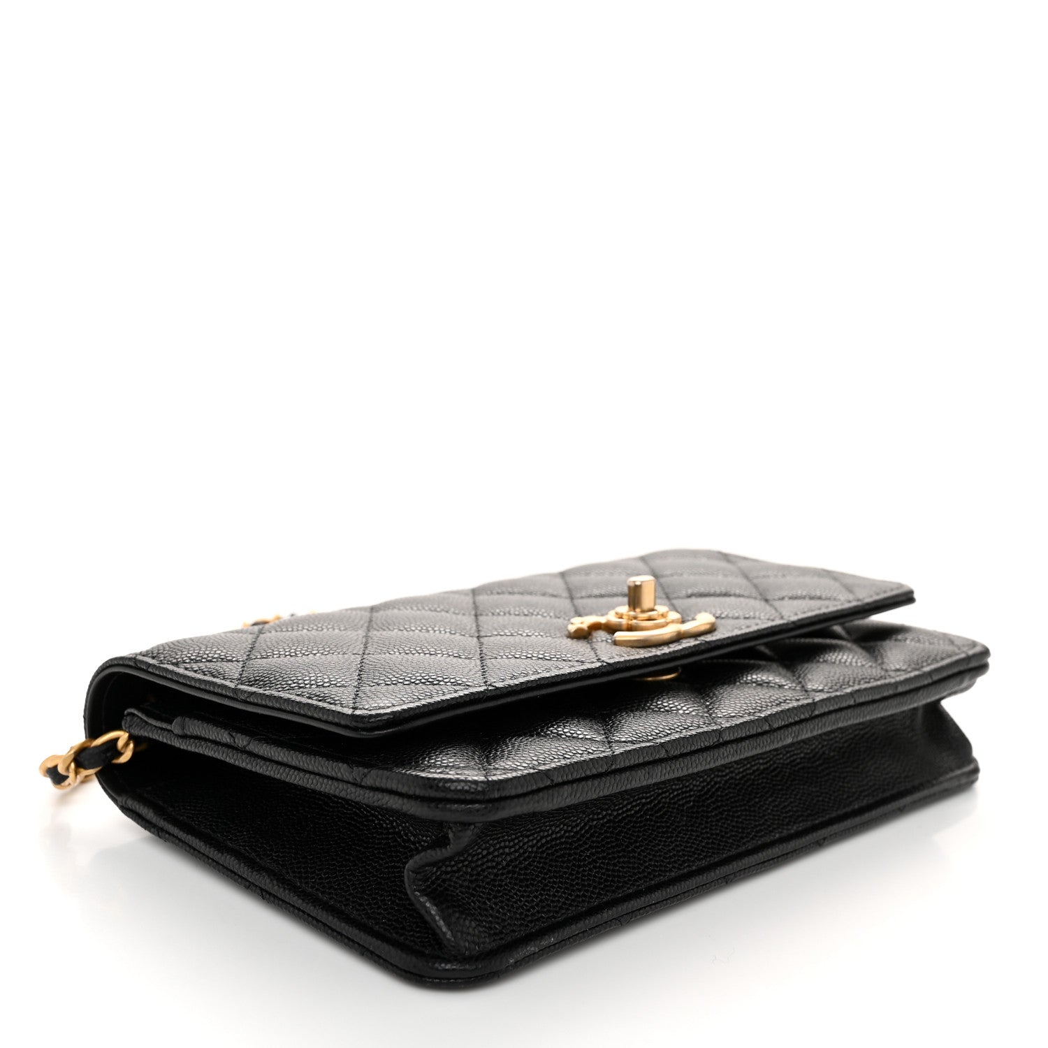 Chanel Caviar Quilted Camellia Wallet On Chain WOC Black 4 of 11