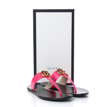 Gucci Calfskin GG Marmont Thong Sandals 37 Fuxia Fluo 8 of 8