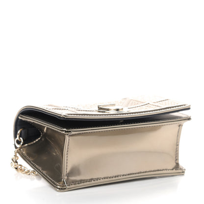 Christian Dior Metallic Patent Micro-Cannage Baby Diorama Flap Bag Gold 3 of 4