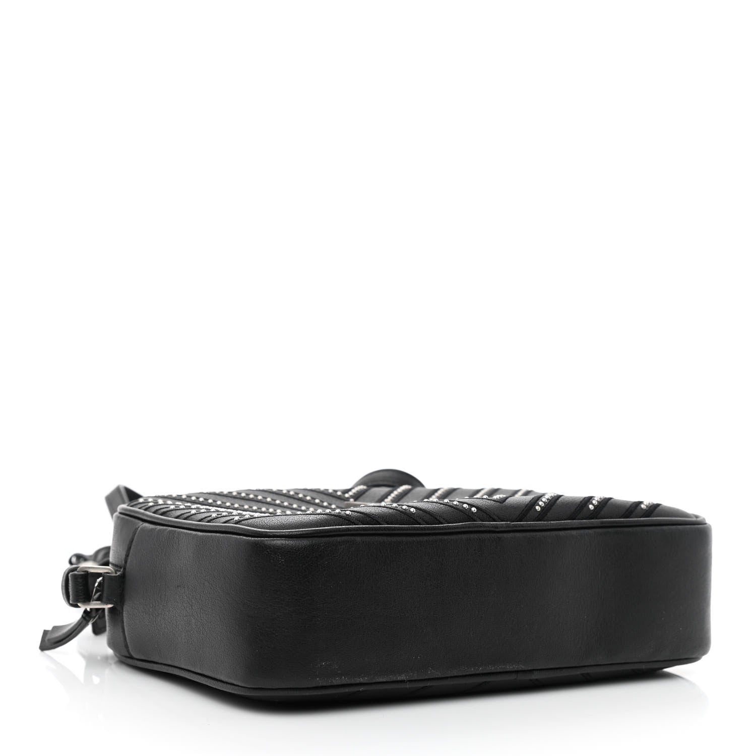Saint Laurent Calfskin Studded Matelasse Monogram Lou Camera Bag Black 4 of 10