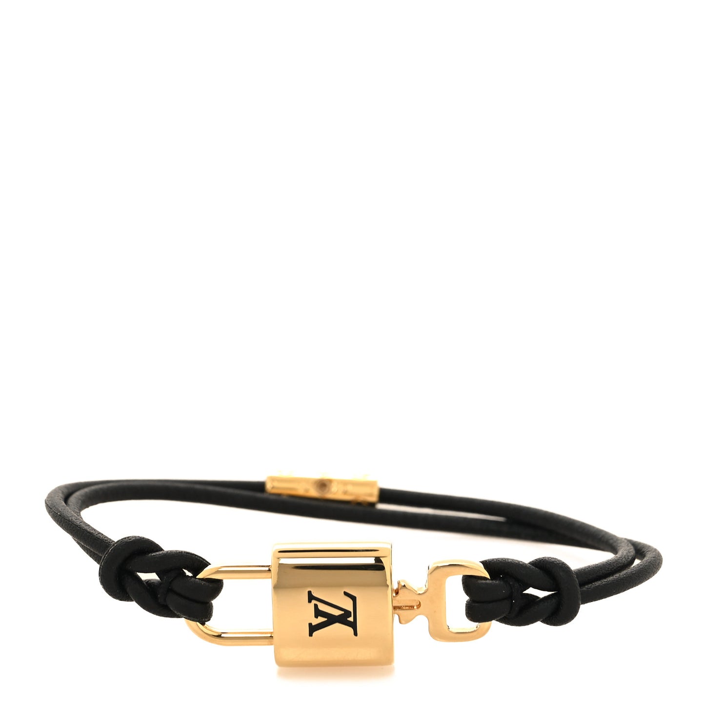 Calfskin LV Padlock Bracelet 17 Black