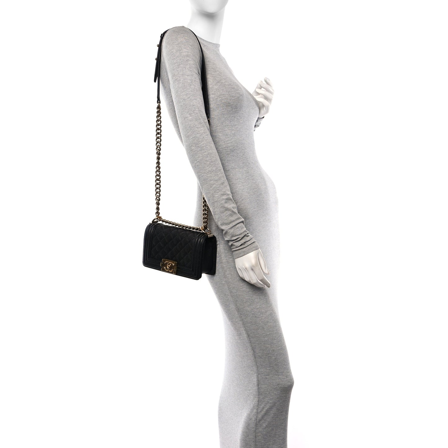 Caviar Quilted Small Boy Flap Black