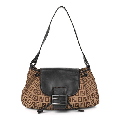 Fendi Zucchino Vitello Drawstring Shoulder Bag Testa di Moro Beige 1 of 13
