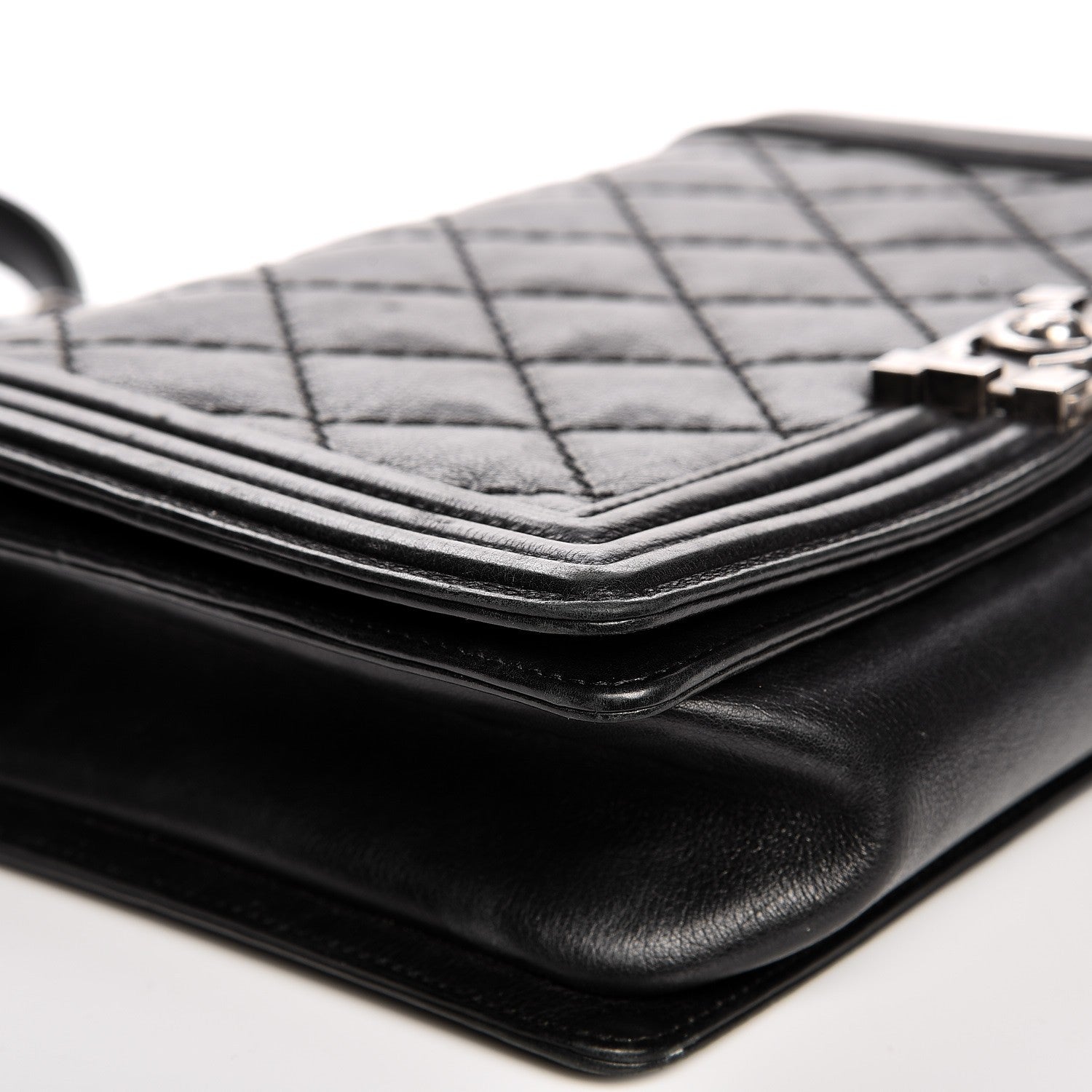 Chanel Calfskin Quilted Double Stitch New Medium Boy Flap Black 11 of 15