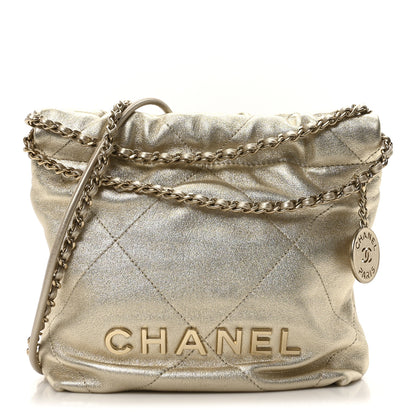 Chanel Metallic Lambskin Quilted Mini Chanel 22 Golden 1 of 10