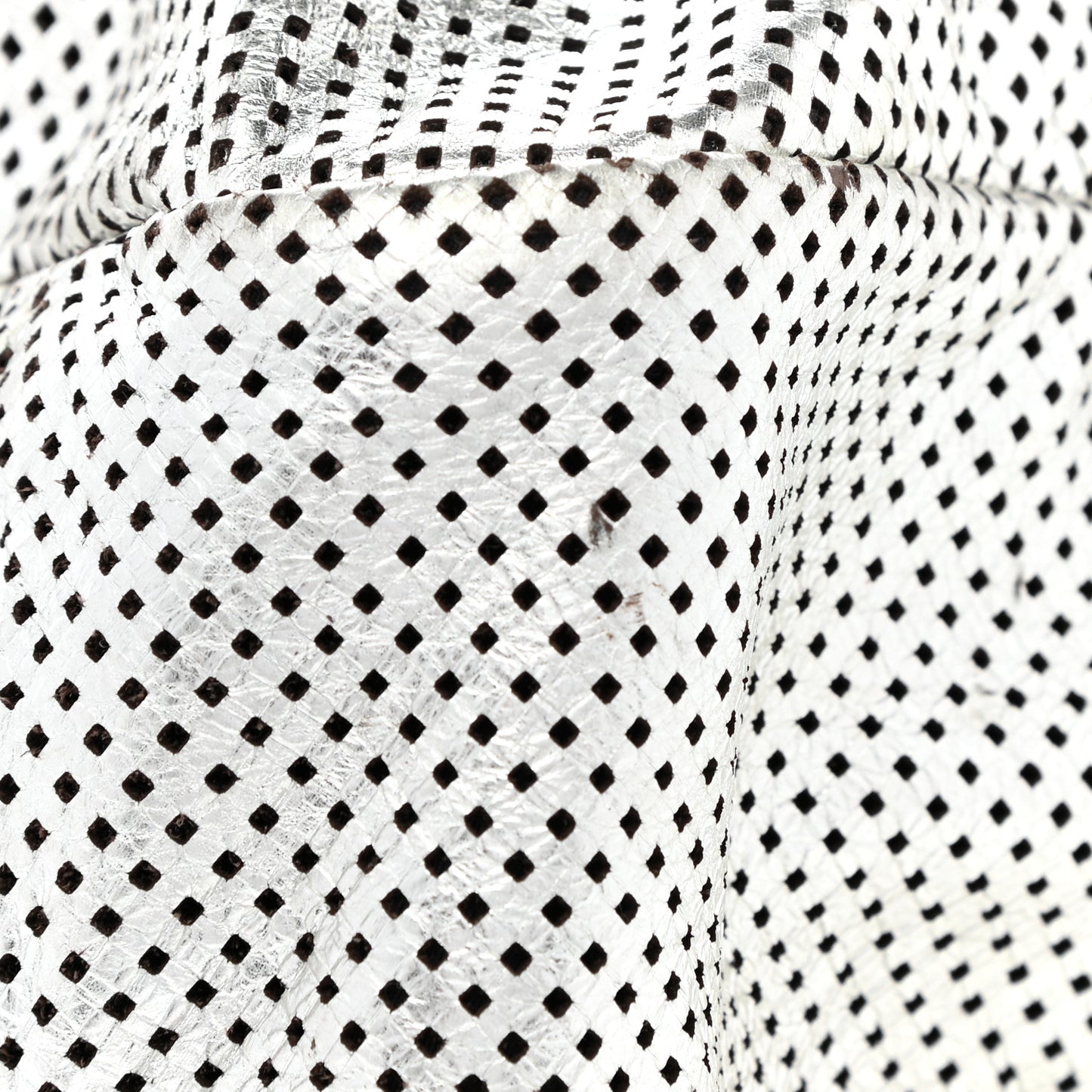 Metallic Glazed Calfskin Perforated Medium Rodeo Drive Tote Silver