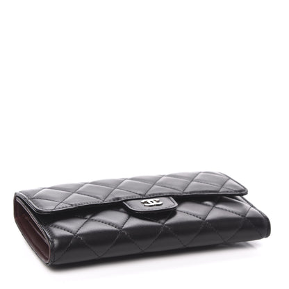 Chanel Lambskin Quilted Large Flap Wallet Black 4 of 9