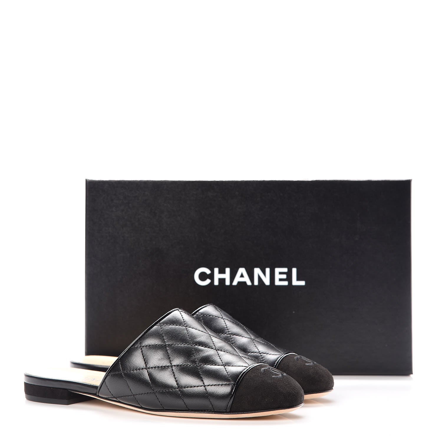 Chanel Lambskin Suede Quilted Mules 36 Black 9 of 9