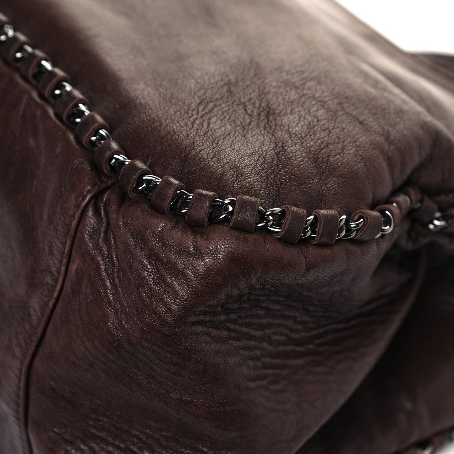 Lambskin Chain Hobo Brown
