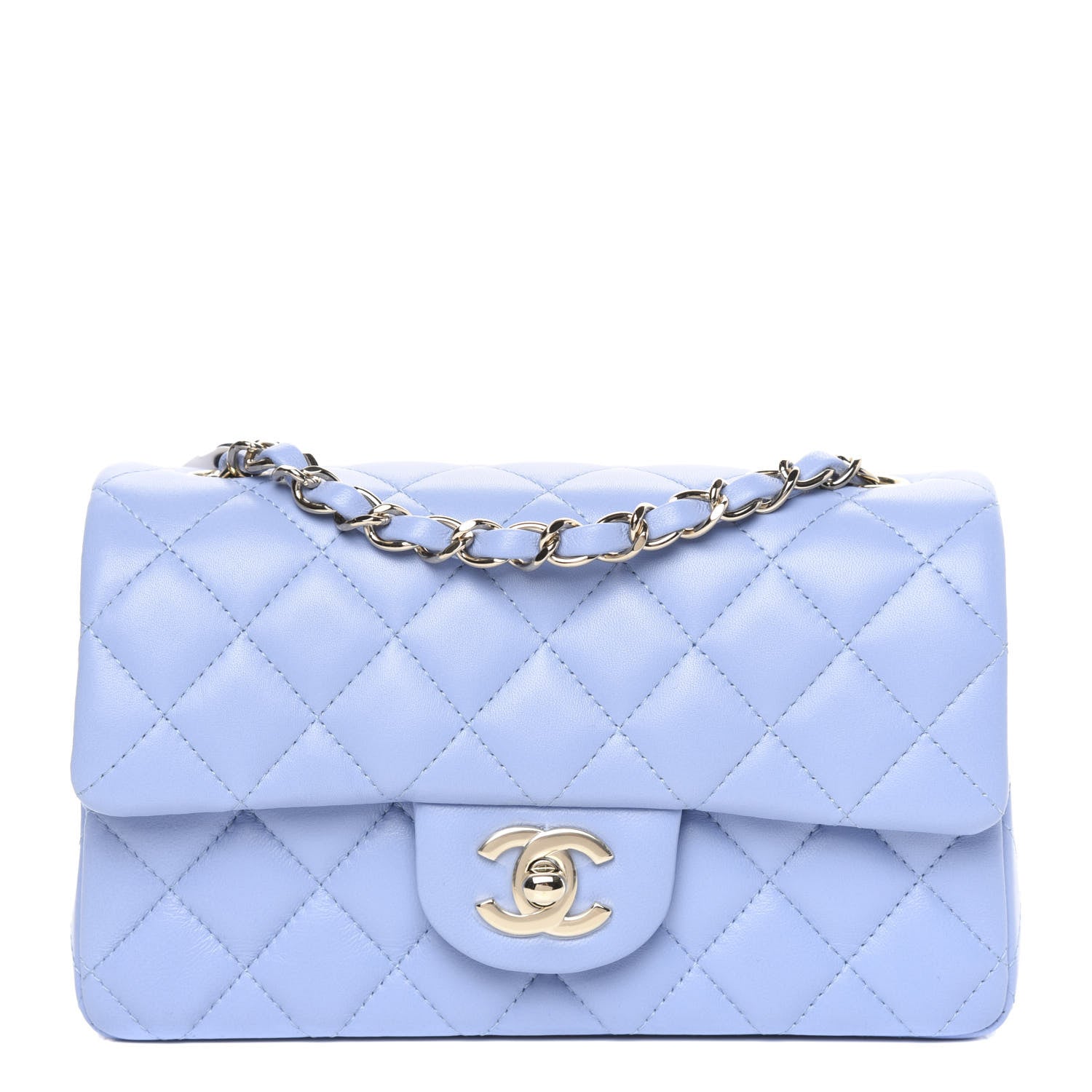 Chanel Lambskin Quilted Mini Rectangular Flap Light Blue 1 of 10