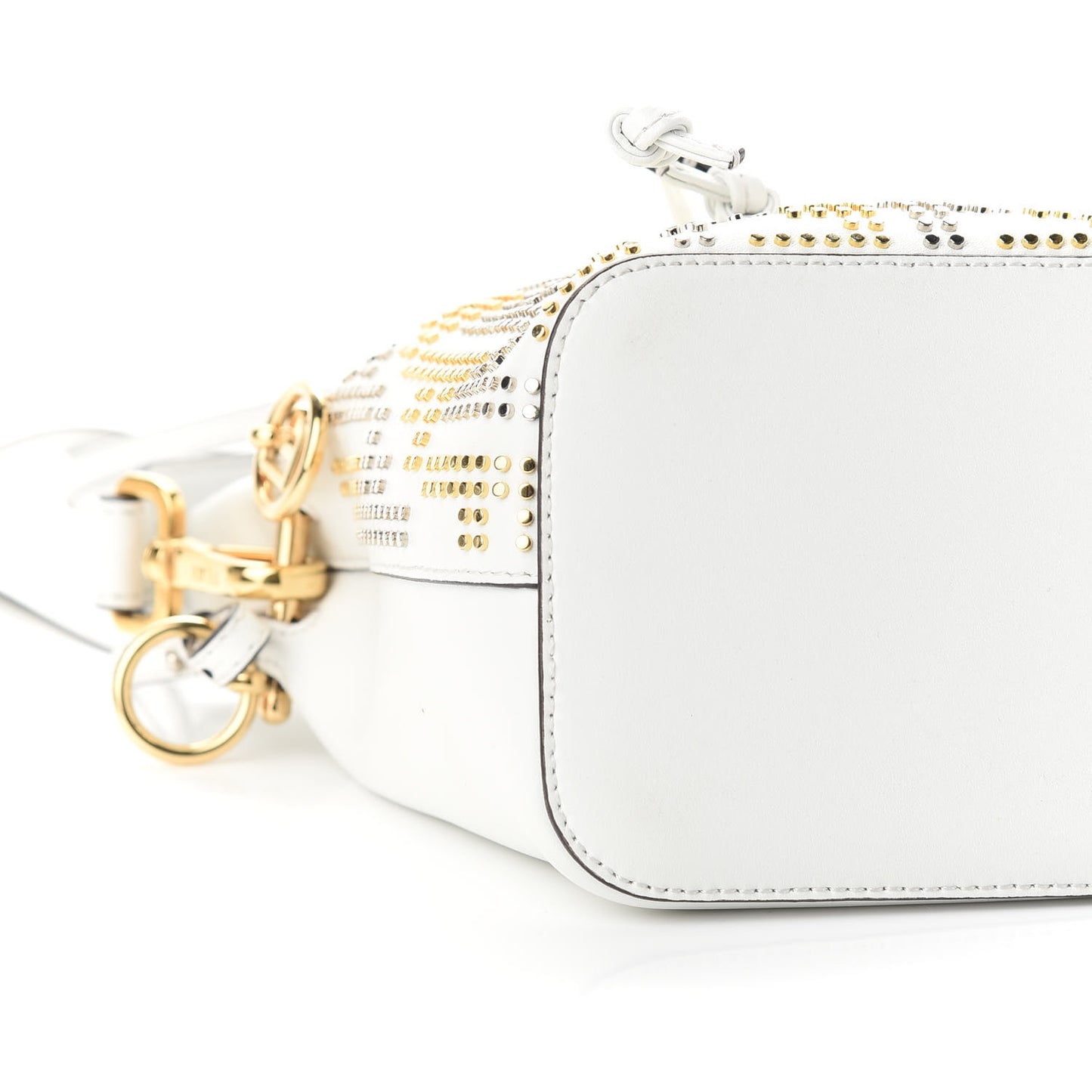 Vitello Liberty F is Fendi FF Studded Mini Mon Tresor Bucket Bag White